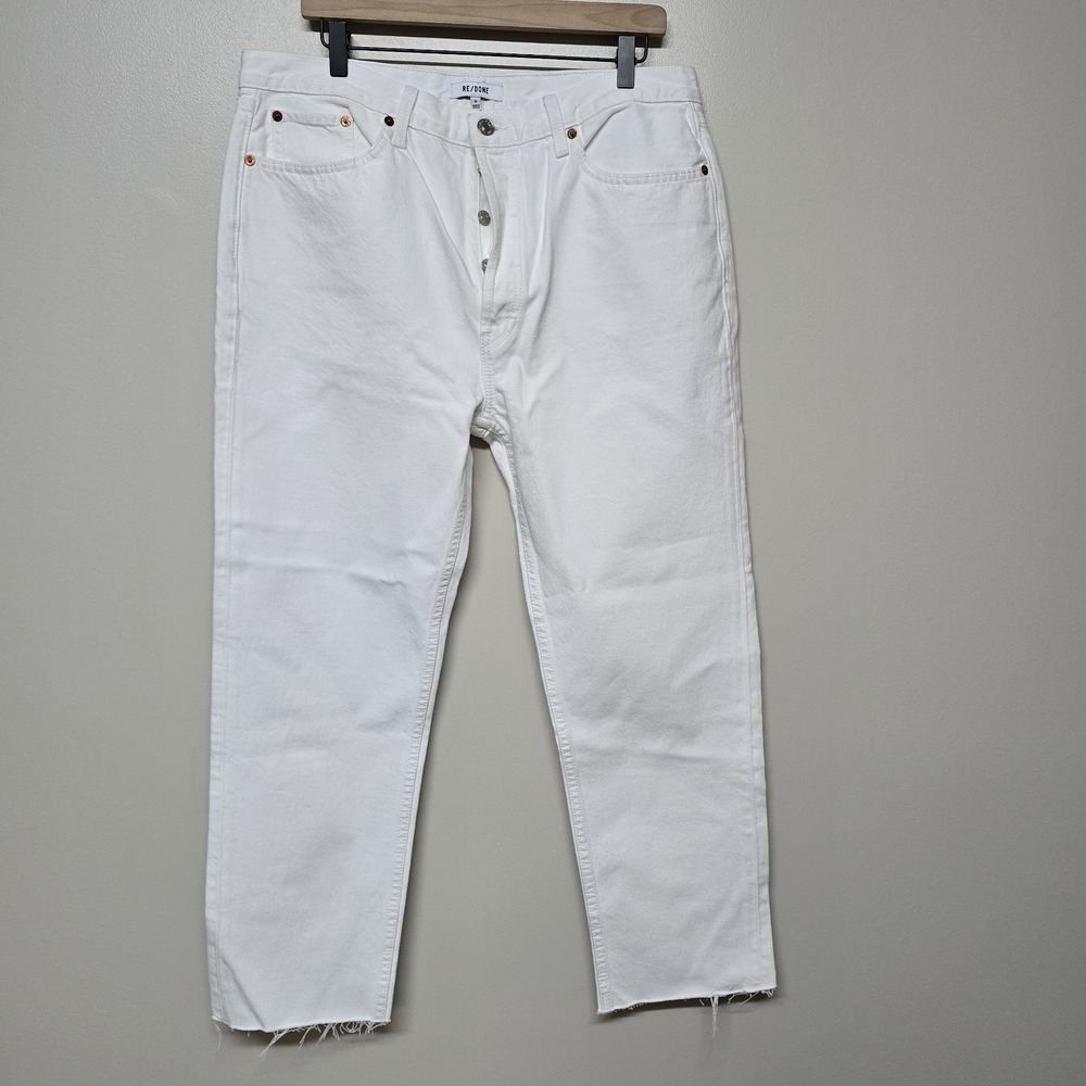 Re/Done High Rise White Jeans